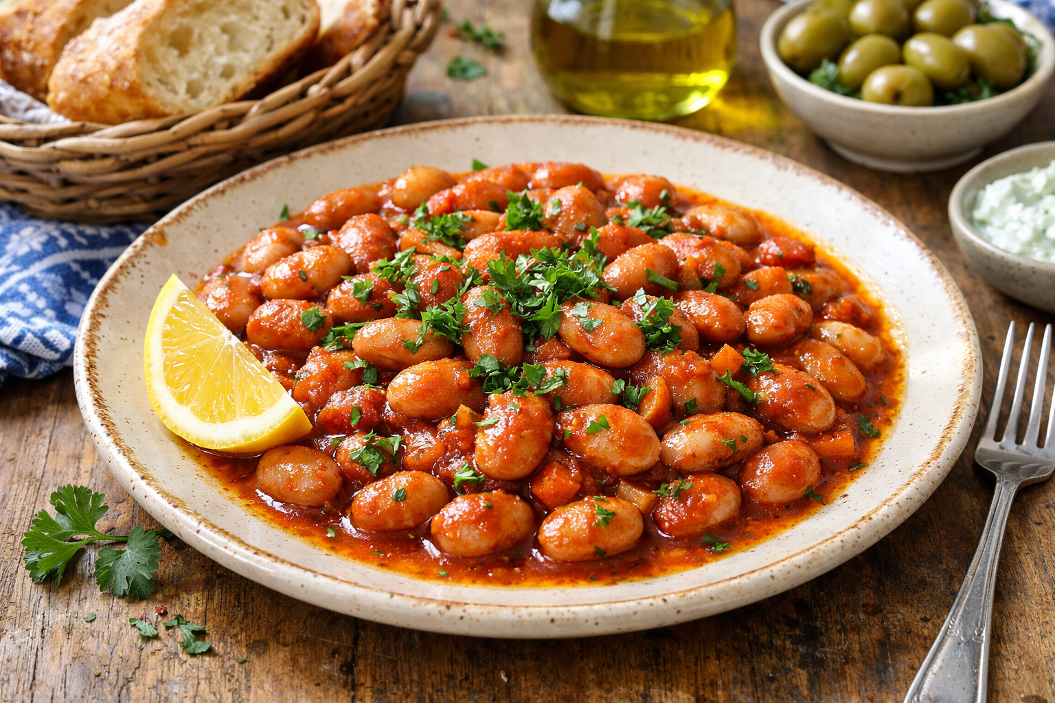 Zeytinyağlı barbunya tabağı